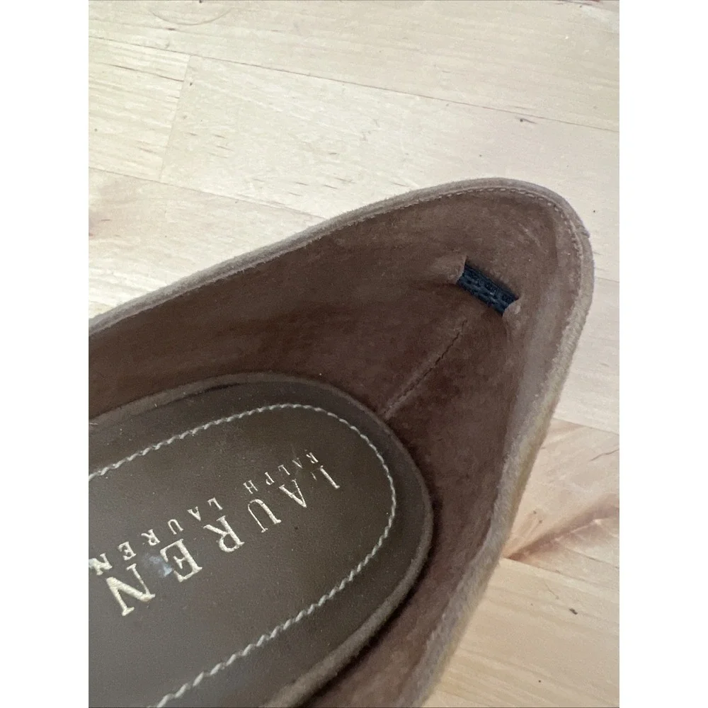 Ralph Lauren Althea Brown Suede Brown Croc Leather Kitten Heels Women's 10B Shoe